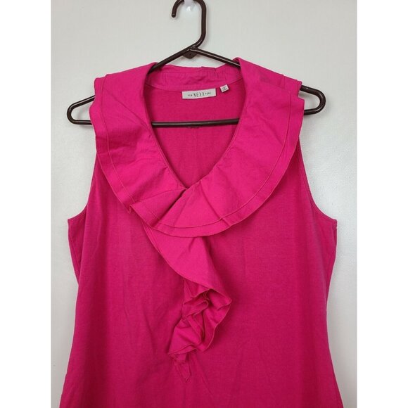 Nexx New York Womens Top Size Large Pink Sleeveless Ruffle Neck Blouse Casual - Picture 2 of 9